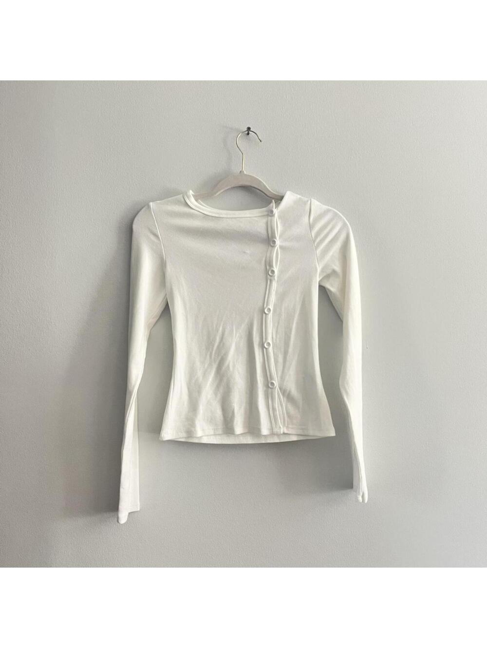 Princess Polly Baseline Button Up Long Sleeve Top in White - Picture 2 of 4